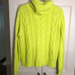 Alice + Olivia Neon Yellow Cable Knit Turtleneck Sweater